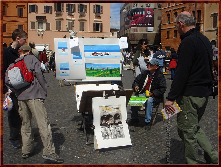 009 Rome - Piazza Navona  - Kunst terwijl u wacht.JPG