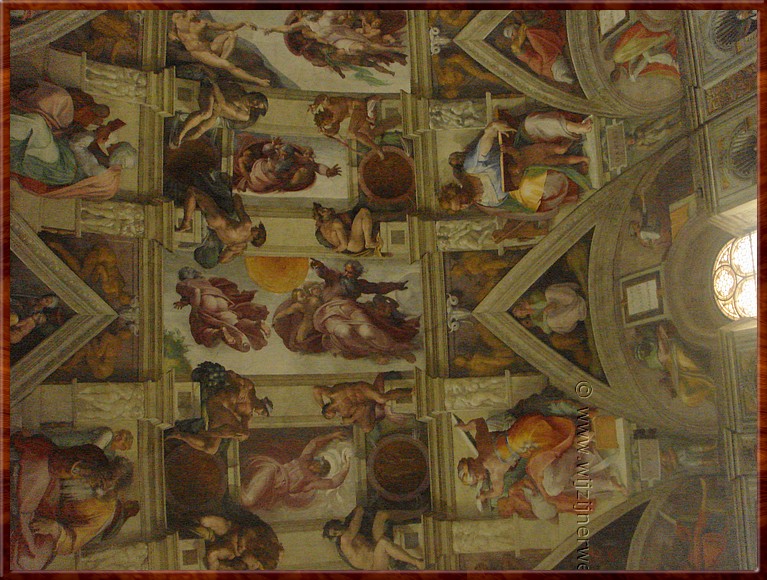 115 Vaticaan - Sixtijnse kapel - Plafond Michelangelo, mag helaas niet gefotografeerd worden.jpg