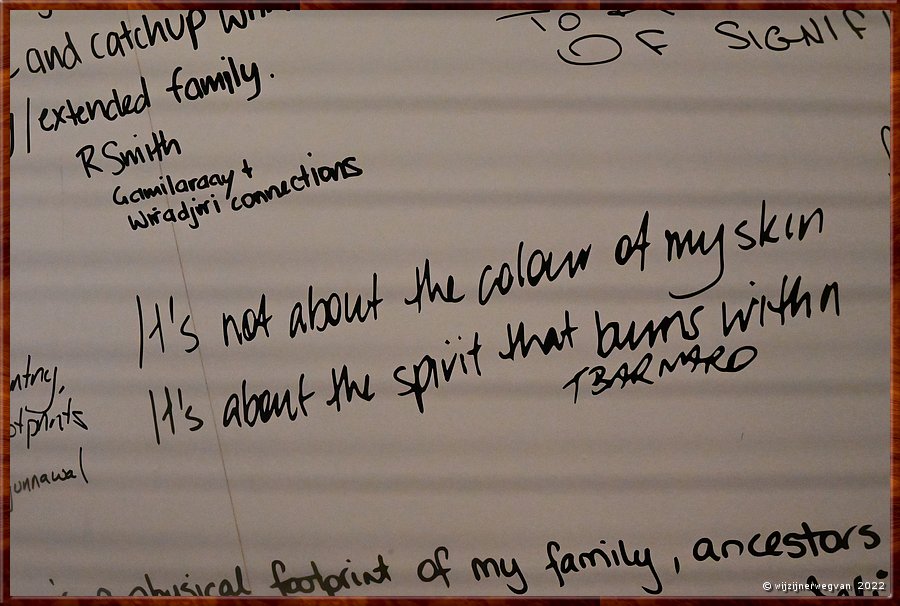 

Canberra - National Museum of Australia

'It's not about the colour of my skin
It's about the spirit that burns within' 
T Barnard  -  6/21