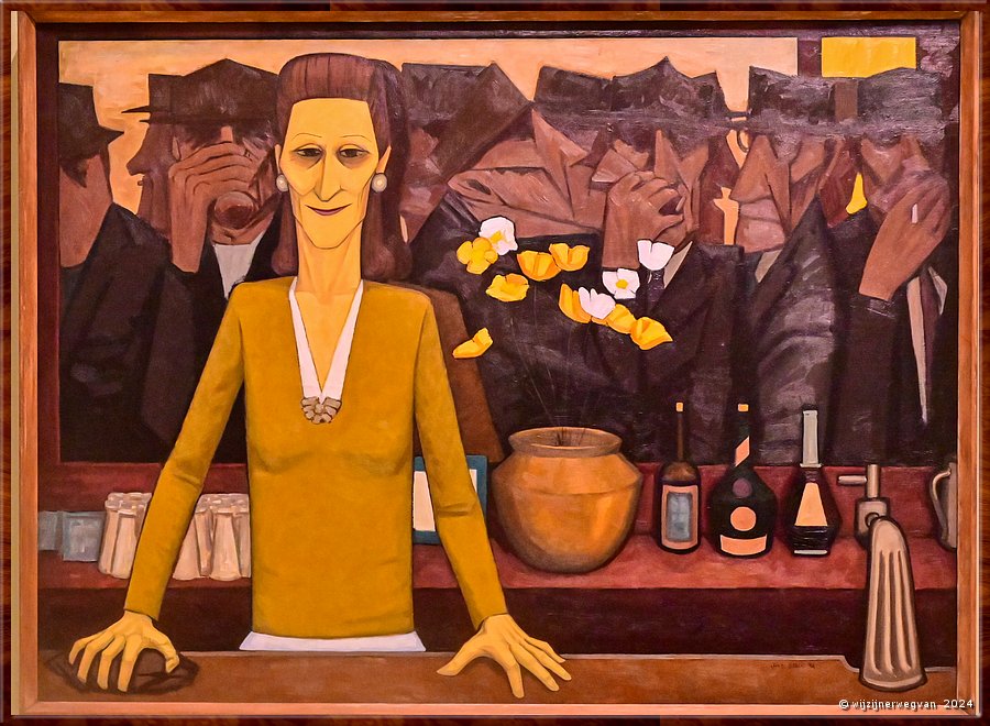 

Melbourne
National Gallery of Victoria Australia 
'The bar', John Brack (1954)
Destijds sloten de bars om 18.00 uur. Er moest snel gedronken worden!  -  39/50