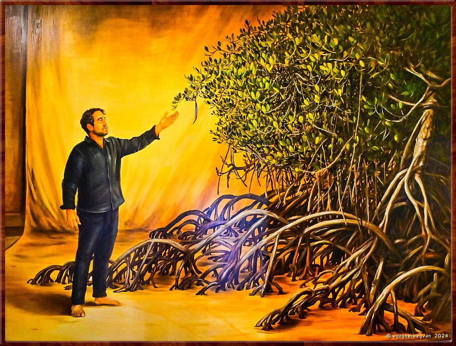 

Adelaide
Art Gallery of South Australia
Meeting a mangrove, Christopher Bassi (2024)
Met een knipoog naar het scheppingsverhaal wordt door enkele aanraking 
het leven geschonken aan de rode mangrove  -  41/90